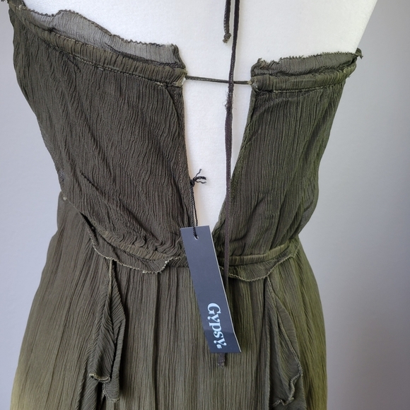 GYPSY 05 // ltd ed flowy viscose olive ombre plunge 2 way peek-a-boo back dress - Picture 4 of 11